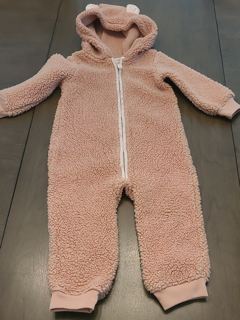 Carter's Plush Hooded Baby One-Piece - Blush Pink